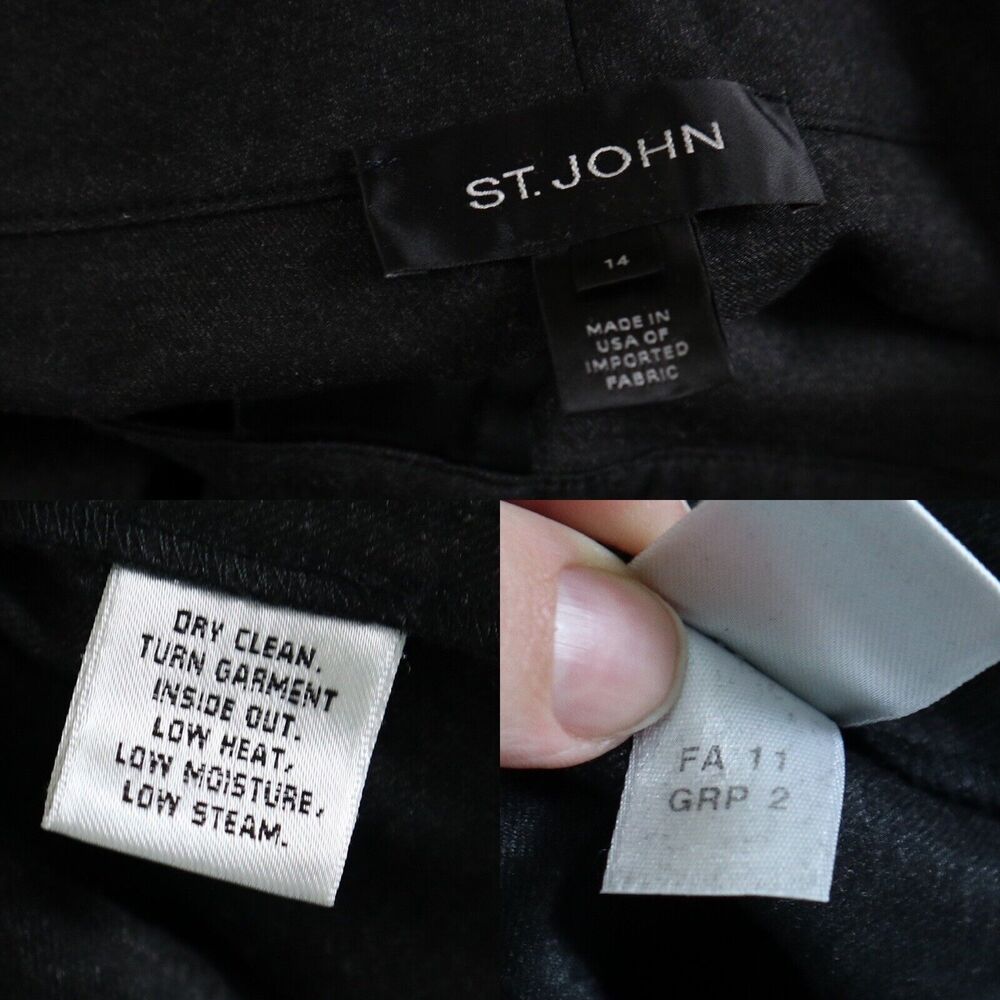 St John Size 14 Soft Flannel Trousers Fall 2011 Slim Straight Leg Pants Gray - Picture 3 of 10